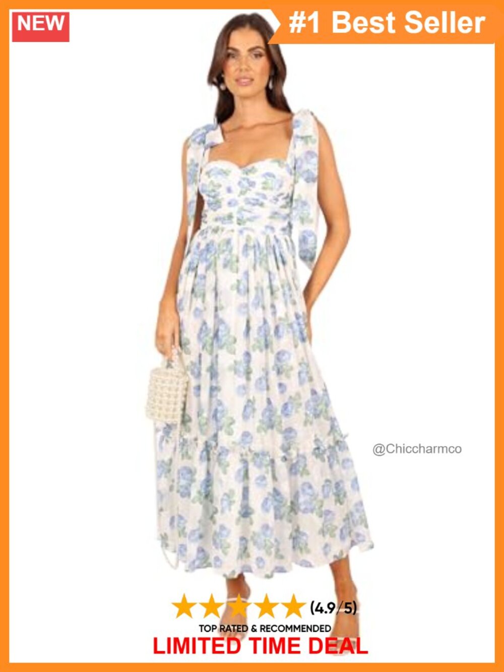 Petal & Pup Floret Floral Midi Dress Sweetheart Neck Sleeveless